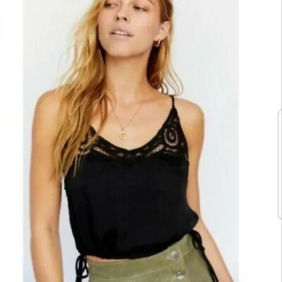 Free People Intimately Black Blouson Satin Brami Crop Camisole XS - Picture 2 of 13